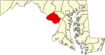 Map of Maryland highlighting Montgomery County